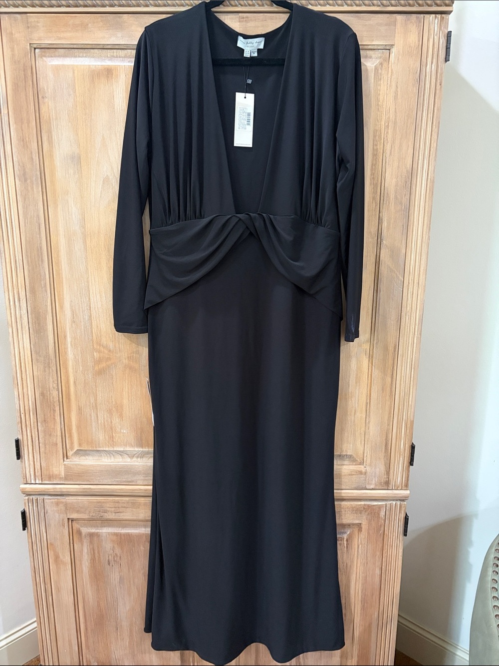 Never Fully Dressed Black Long Sleeve Twist-Waist Maxi Dress